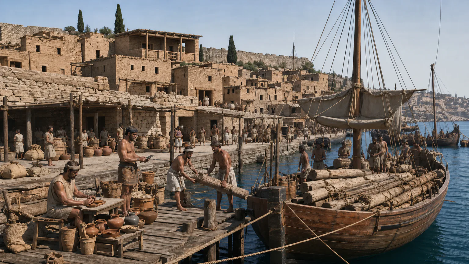 AI-generated evidence-guided visualization related to Byblos, c. 3000-332 BCE, selected phases.