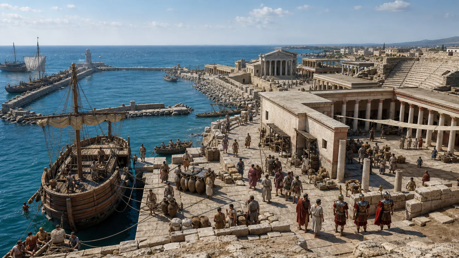 AI-generated evidence-guided visualization related to Caesarea Maritima, 26-36 CE.