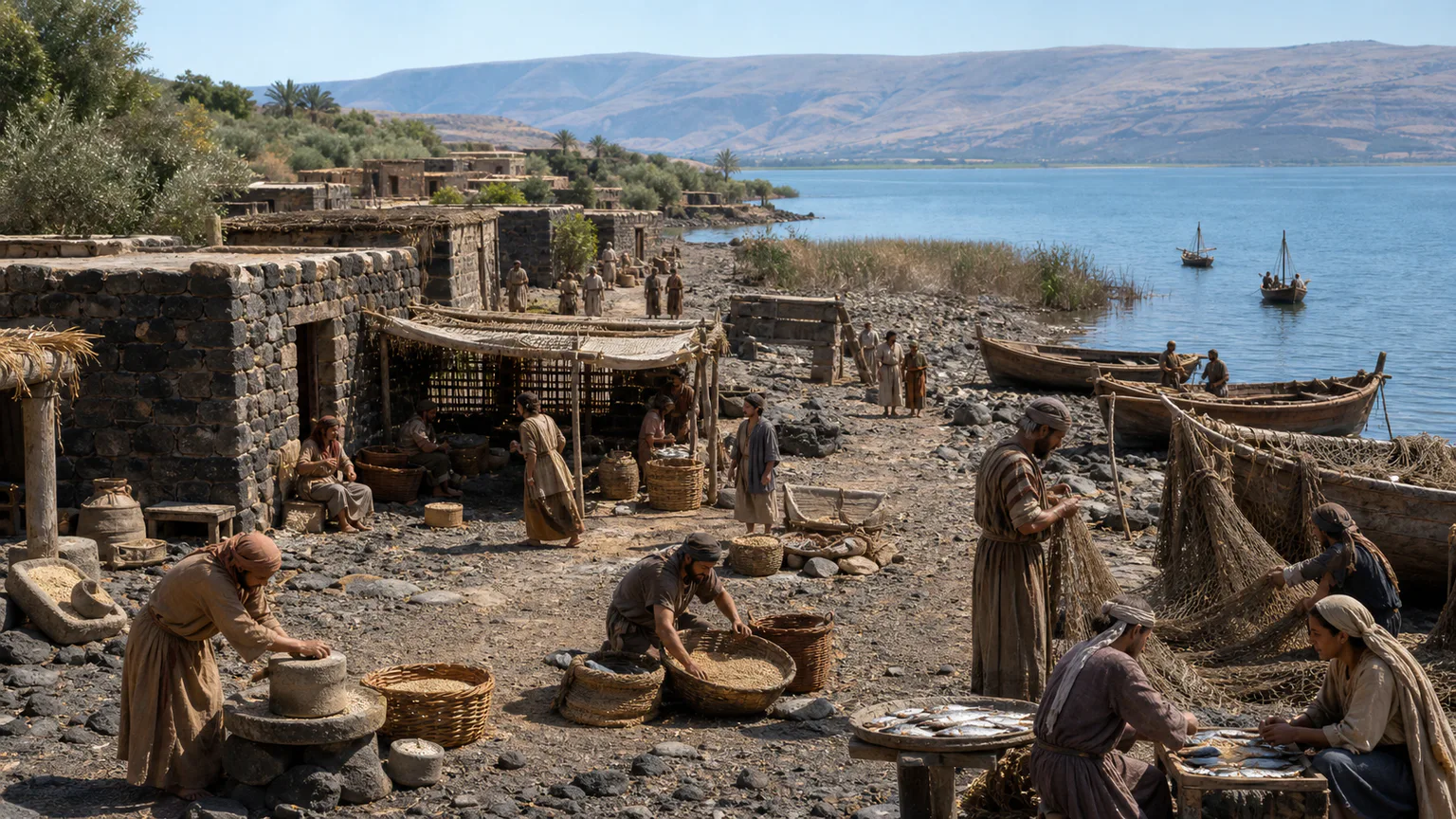 AI-generated evidence-guided visualization related to Capernaum, c. 20-100 CE.