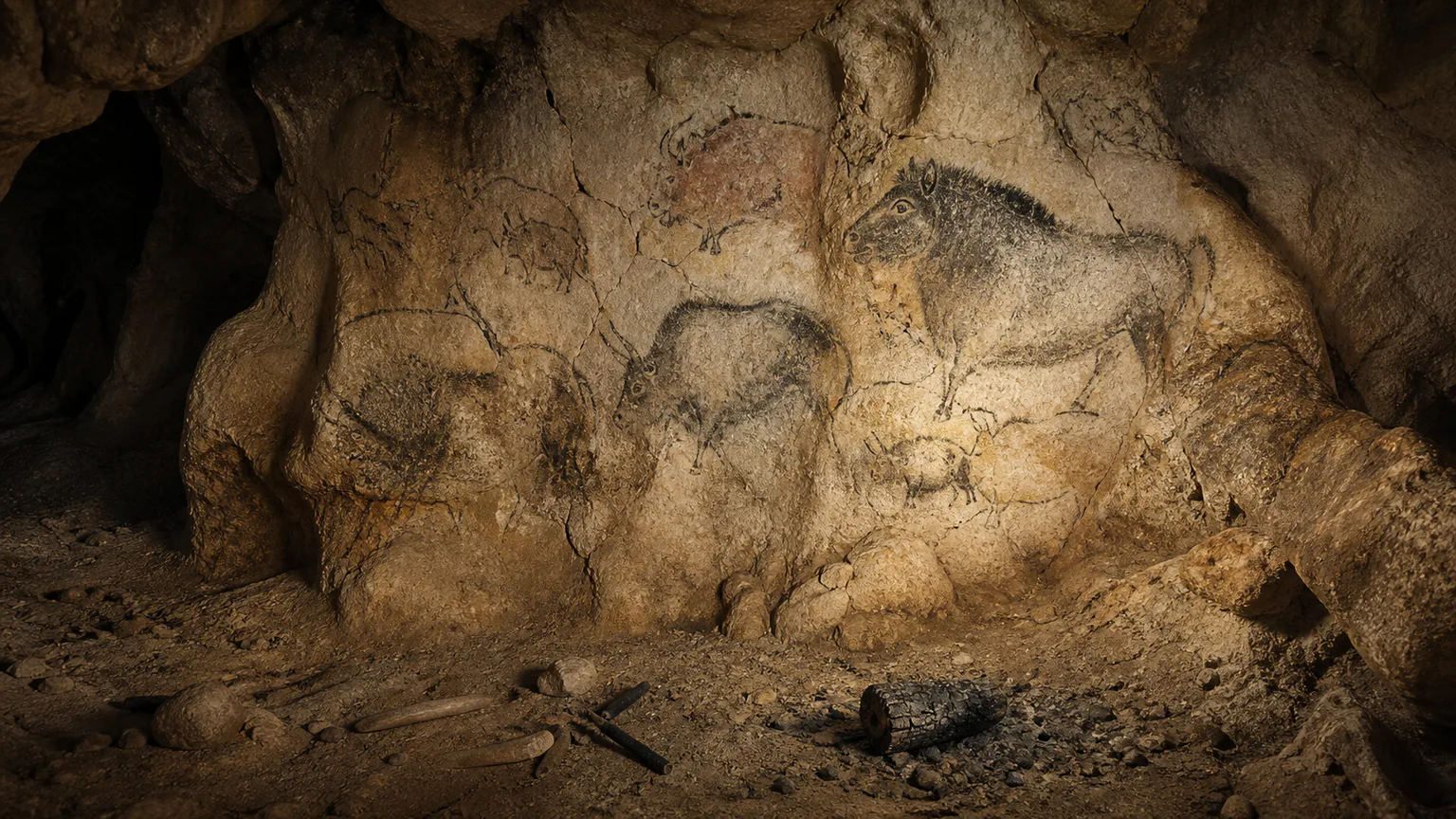 AI-generated evidence-guided visualization related to Chauvet Cave, c. 36,000-30,000 BCE.