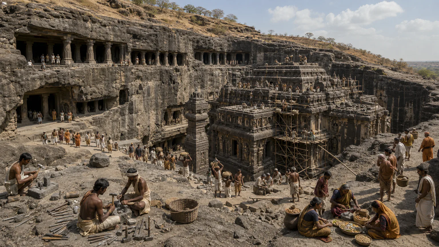 AI-generated evidence-guided visualization related to Ellora, c. 600-1000 CE.