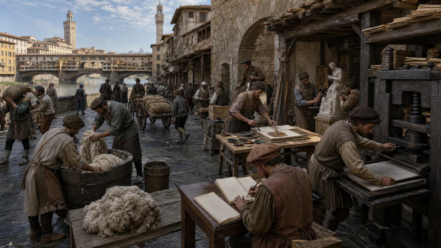 AI-generated evidence-guided visualization related to Florence, c. 1300-1550 CE.