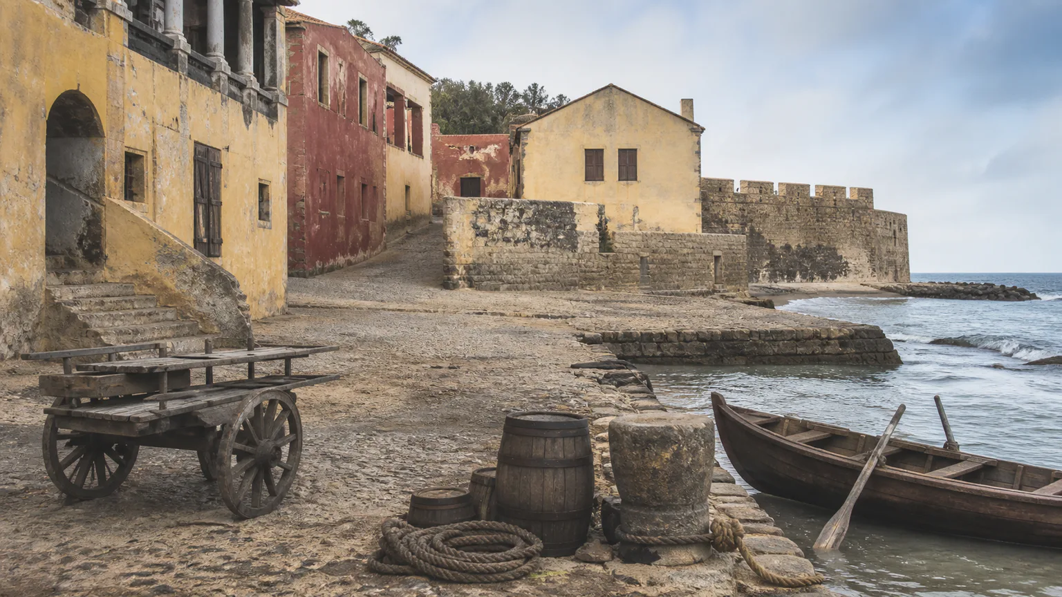 AI-generated evidence-guided visualization related to Island of Gorée, c. 16th century-1848 CE.