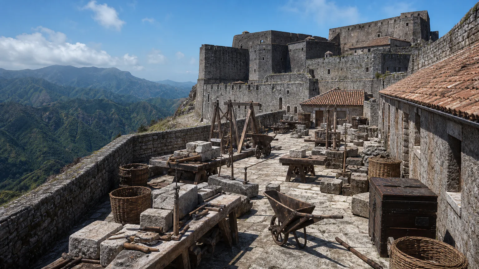 AI-generated evidence-guided visualization related to Haitian Revolution and Citadelle Henry, 1791-1820 CE.