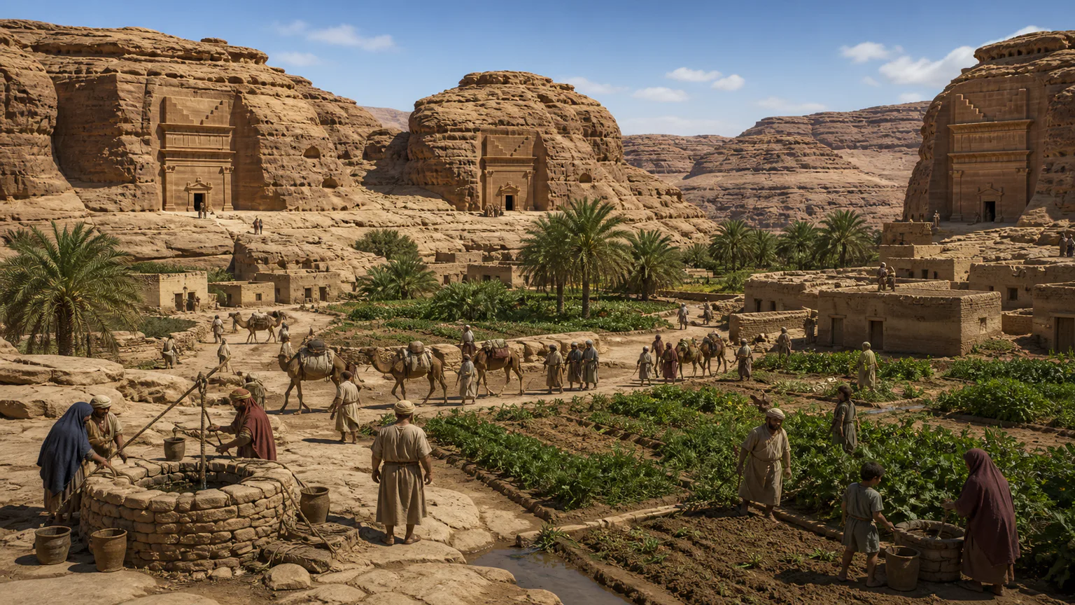 AI-generated evidence-guided visualization related to Hegra / al-Hijr, c. 1st century BCE-2nd century CE.