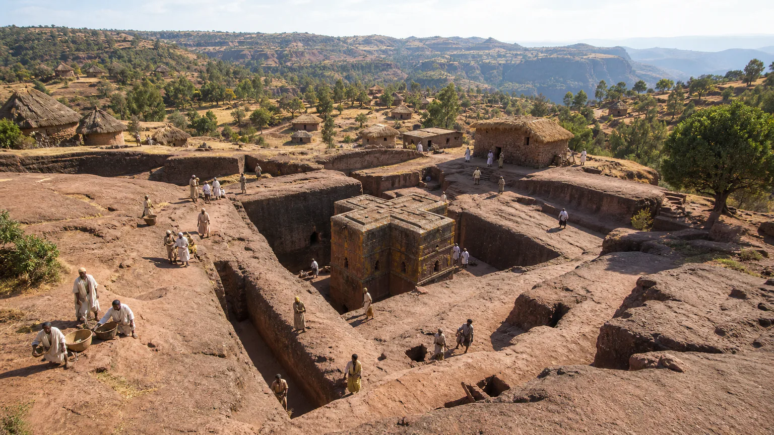 AI-generated evidence-guided visualization related to Lalibela, 12th century-present.