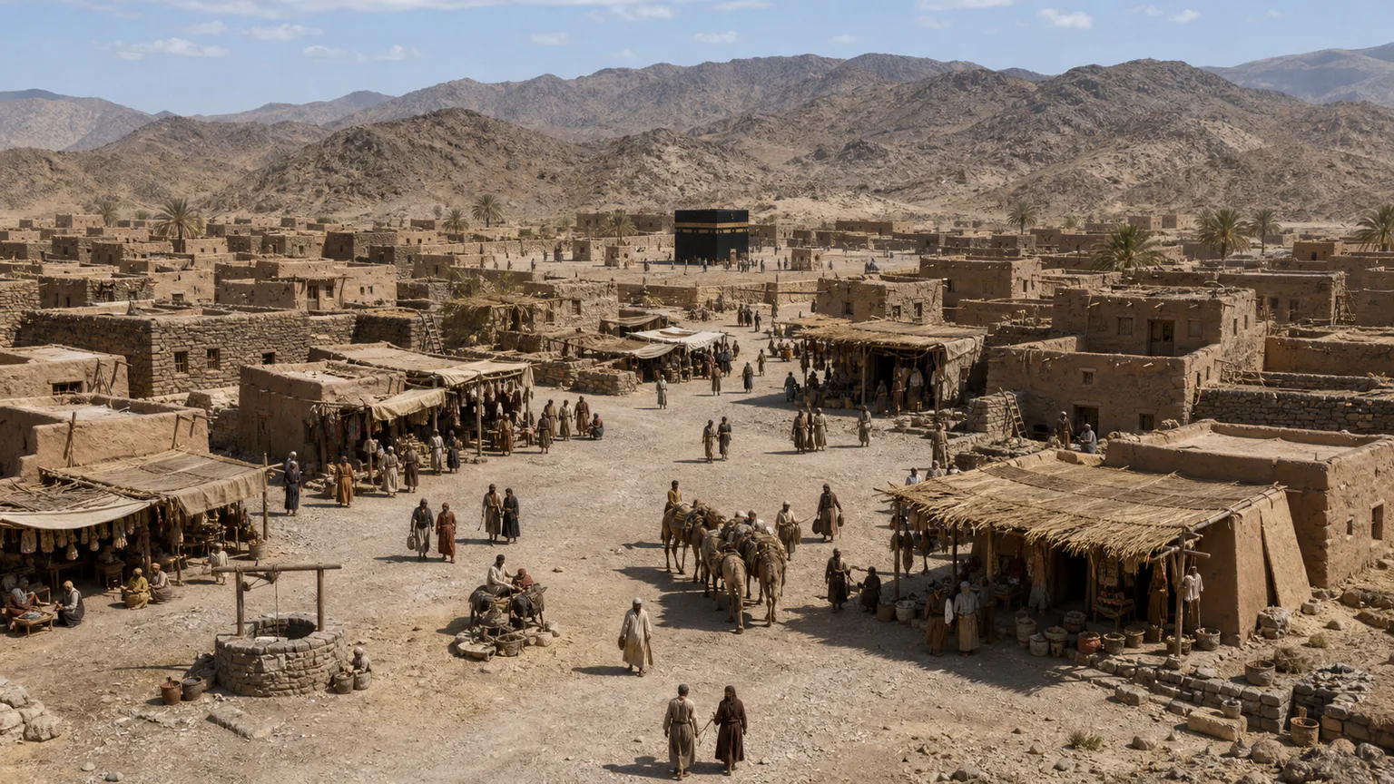 AI-generated evidence-guided visualization related to Mecca, 610 CE-present.