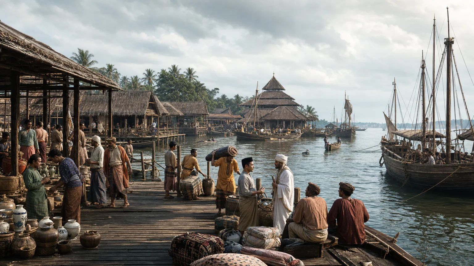 AI-generated evidence-guided visualization related to Melaka, c. 1400-1650 CE.