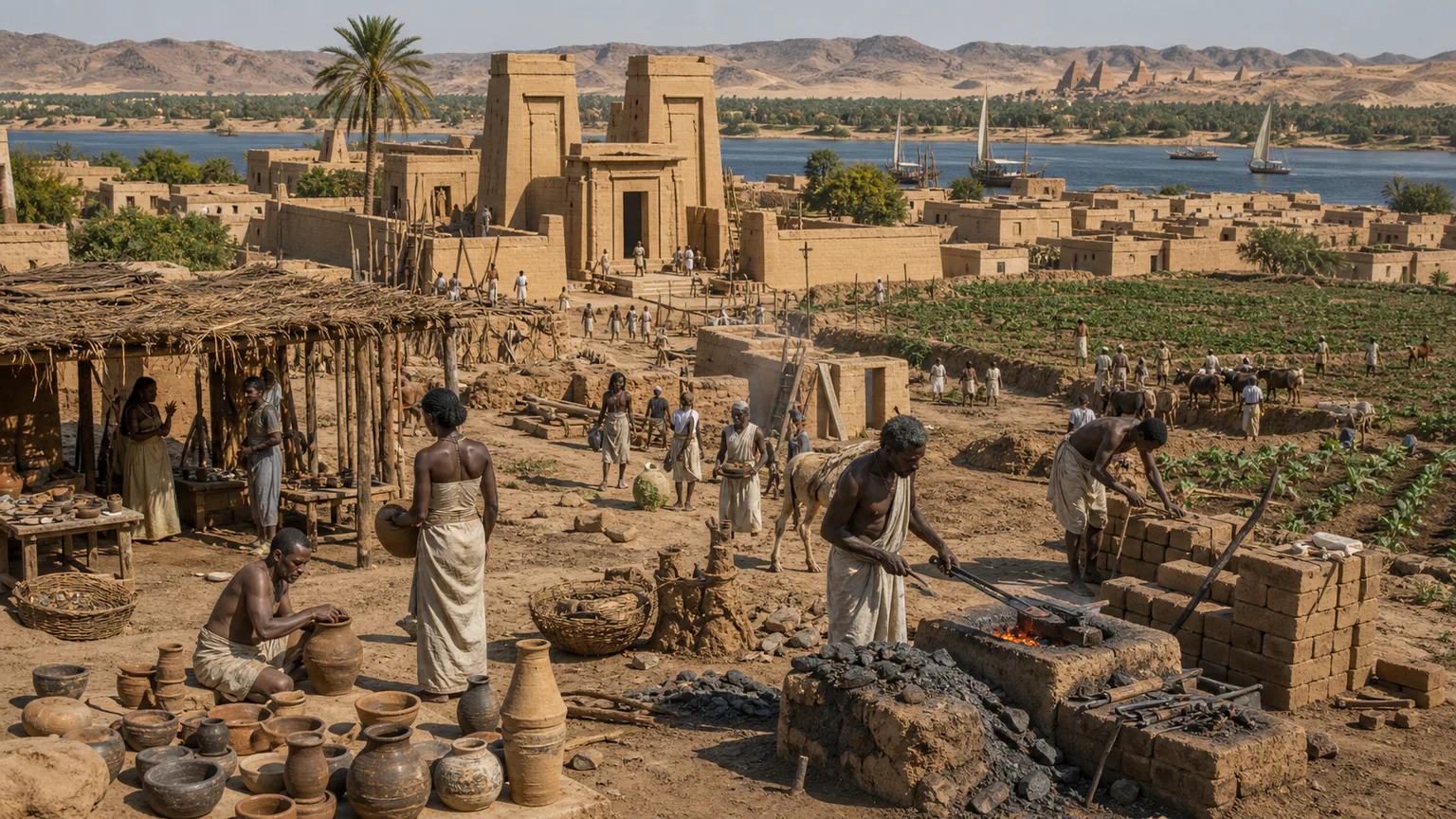 AI-generated evidence-guided visualization related to Meroe, c. 800 BCE-350 CE.