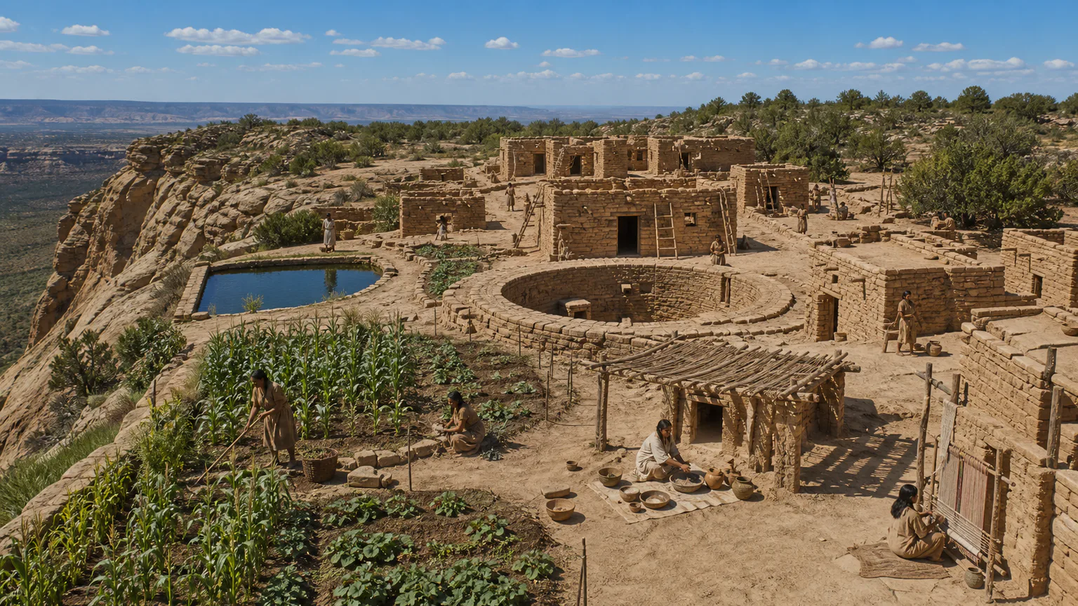 AI-generated evidence-guided visualization related to Mesa Verde, c. 550-1300 CE.