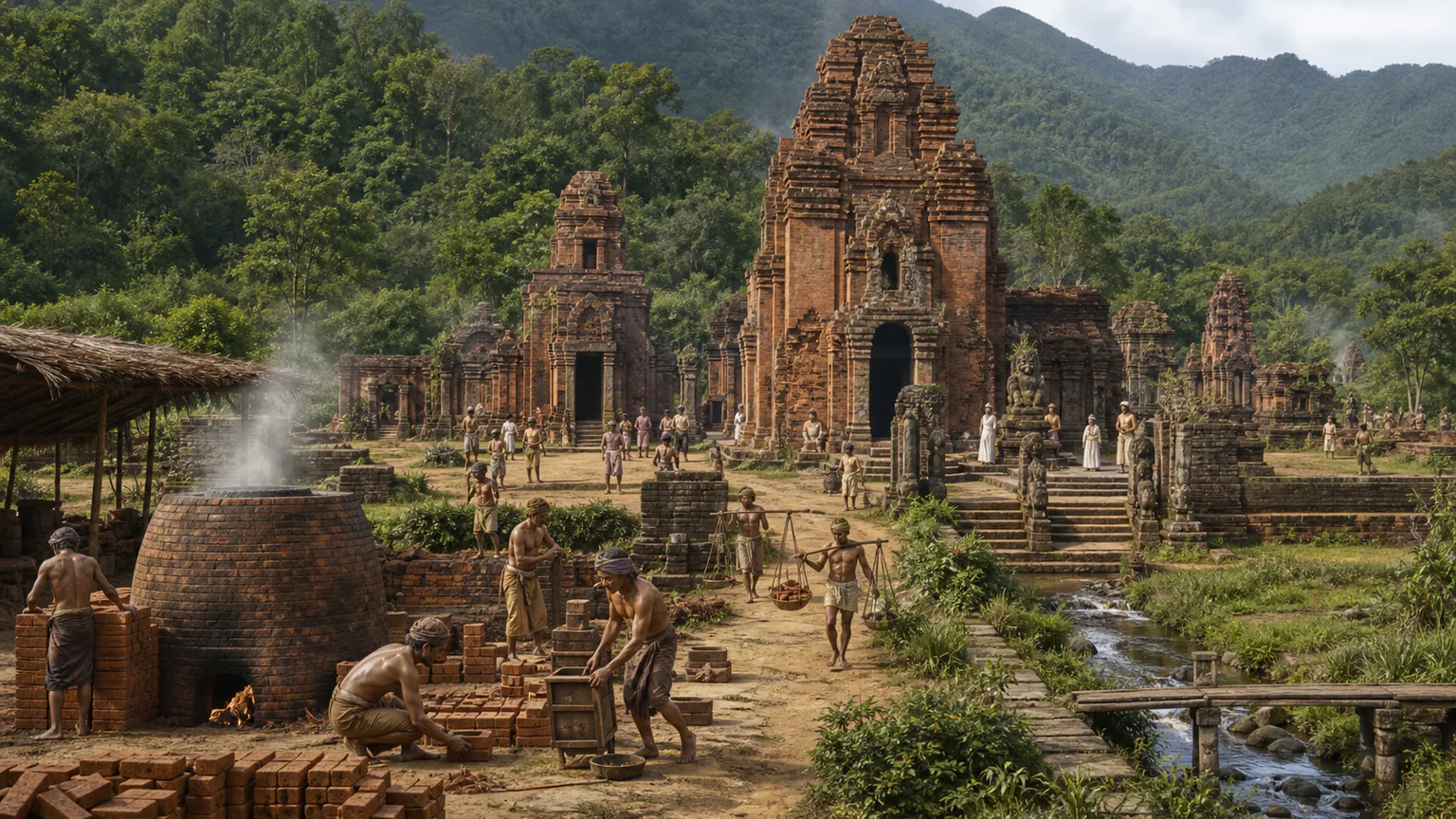 AI-generated evidence-guided visualization related to Mỹ Sơn, c. 4th-13th centuries CE.