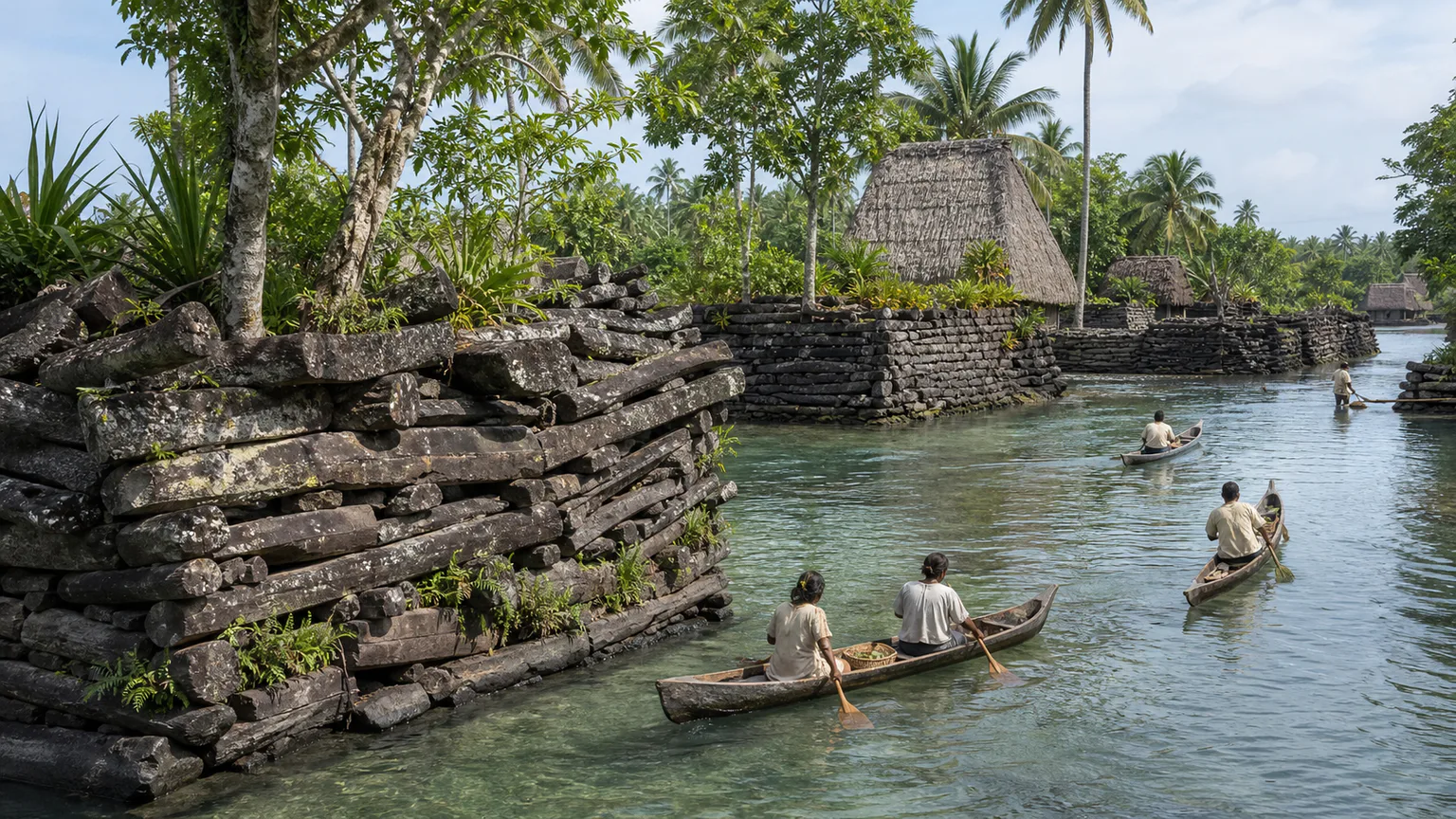 AI-generated evidence-guided visualization related to Nan Madol, c. 1200-1500 CE.