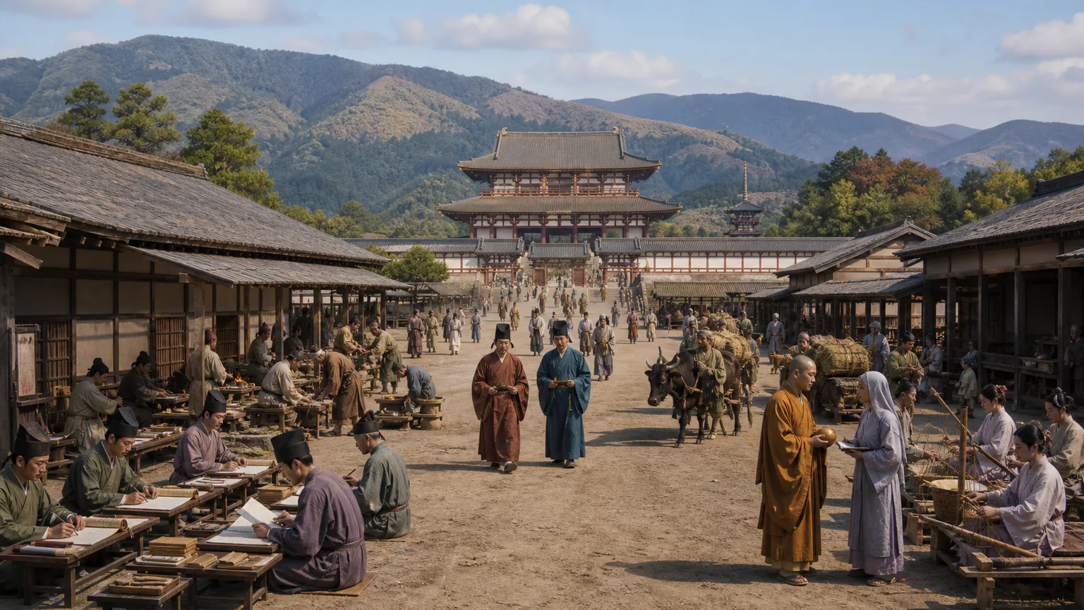 AI-generated evidence-guided visualization related to Nara / Heijō-kyō, 710-794 CE.