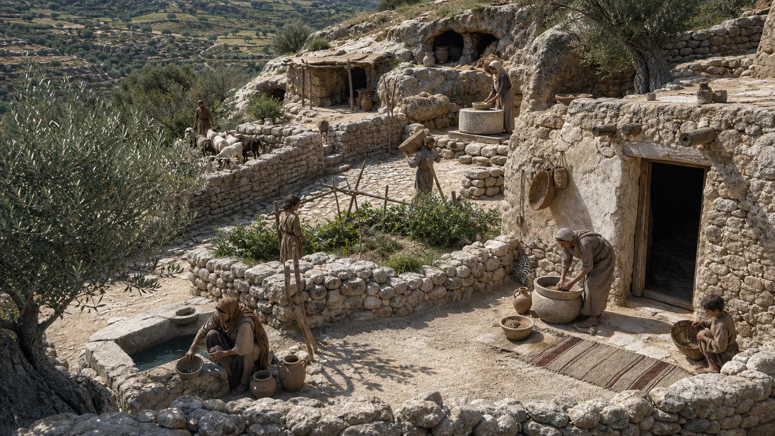 AI-generated evidence-guided visualization related to Nazareth, c. 6 BCE-70 CE.