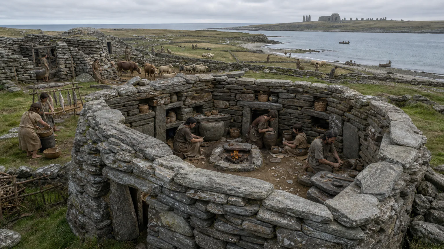 AI-generated evidence-guided visualization related to Heart of Neolithic Orkney, c. 3200-2000 BCE.