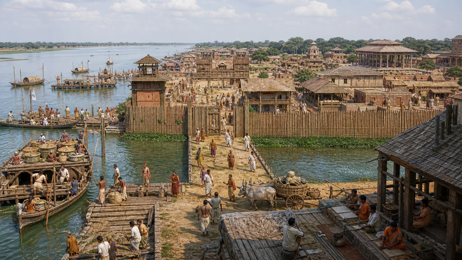 AI-generated evidence-guided visualization related to Pataliputra, c. 4th century BCE-3rd century CE.