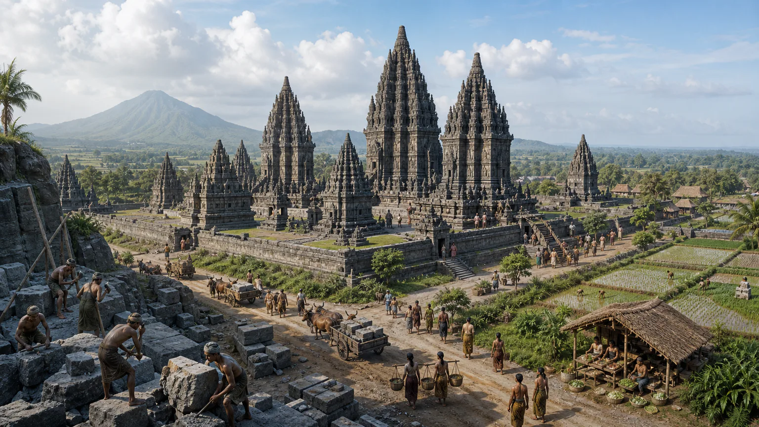 AI-generated evidence-guided visualization related to Prambanan, c. 9th-10th centuries CE.