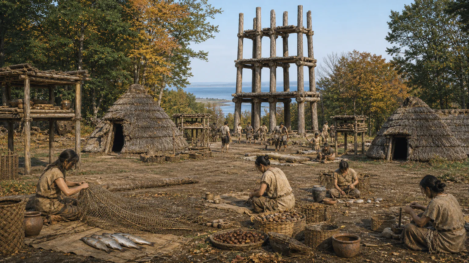 AI-generated evidence-guided visualization related to Sannai Maruyama, c. 3900-2200 BCE.