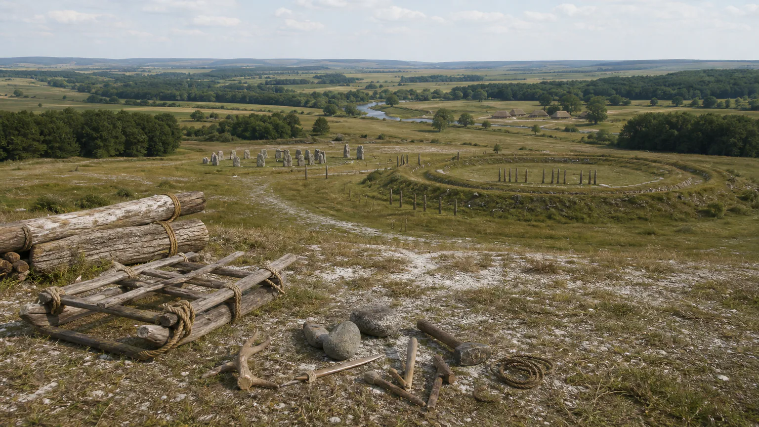 AI-generated evidence-guided visualization related to Stonehenge and Avebury landscapes, c. 3700-1600 BCE.