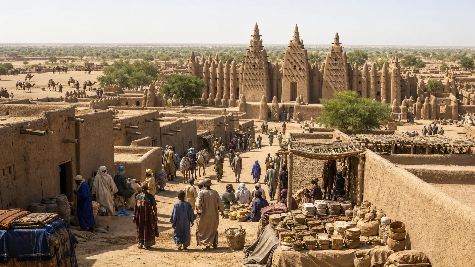 AI-generated evidence-guided visualization related to Timbuktu, 13th-16th centuries CE.