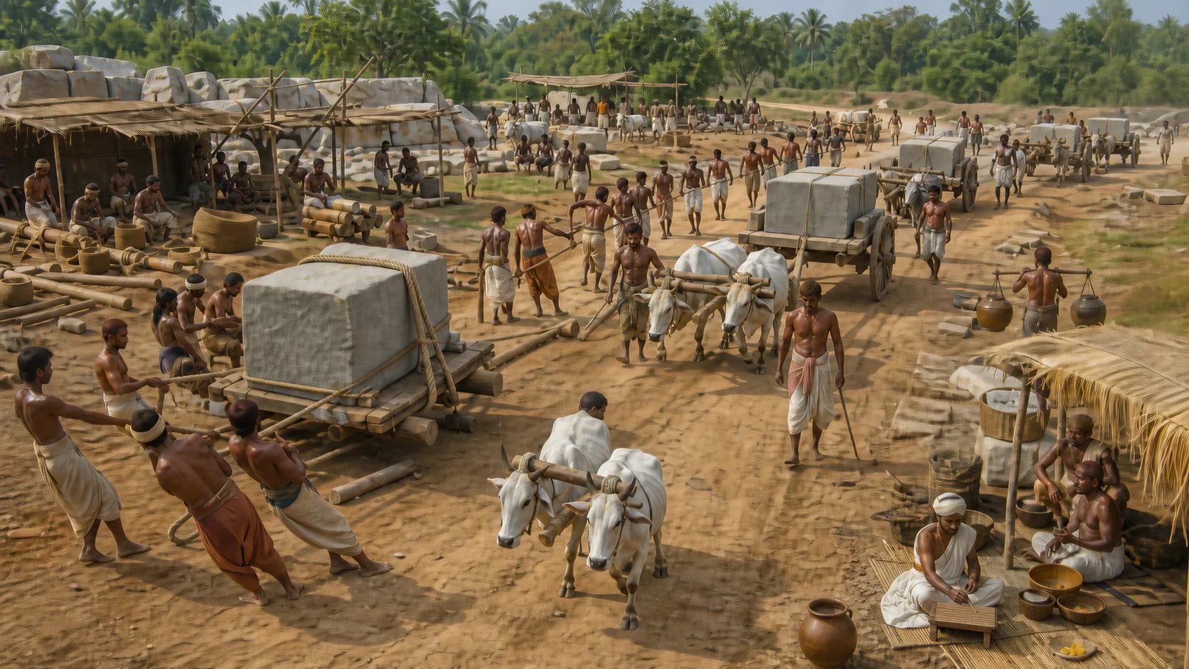Interpretive reconstruction: Temple construction logistics