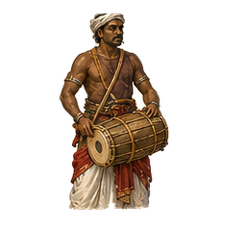 Temple drummer illustration